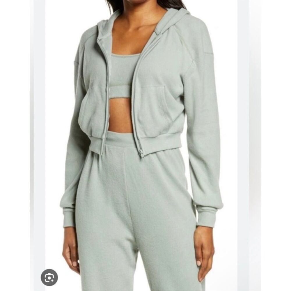SKIMS Waffle Knit Hoodie Jacket and Jogger Set sz M in Mineral - Picture 2 of 14